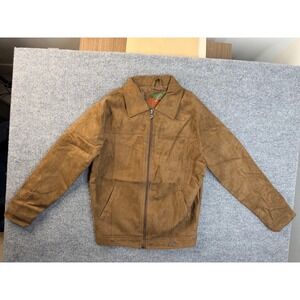 Collezioni Mens Medium Brown Faux Suede Full Zip Jacket Workwear Streetwear M